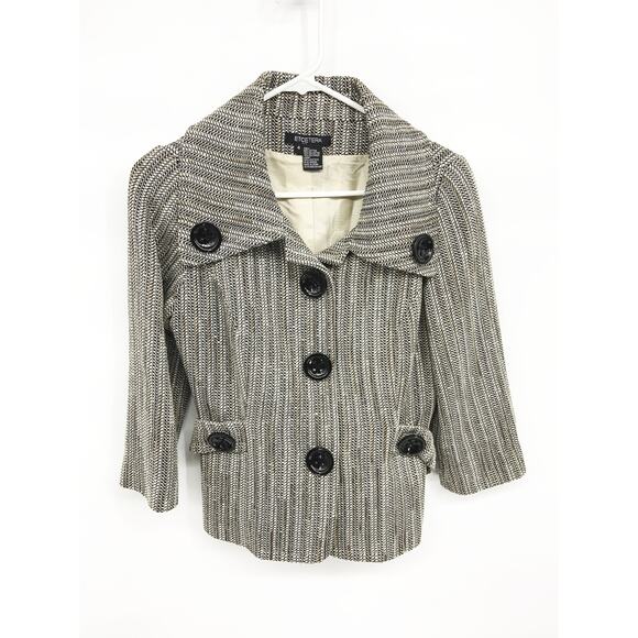 Womens Etcetera Button Front Tweed Design Stripe Blazer Size 4 - Picture 1 of 7